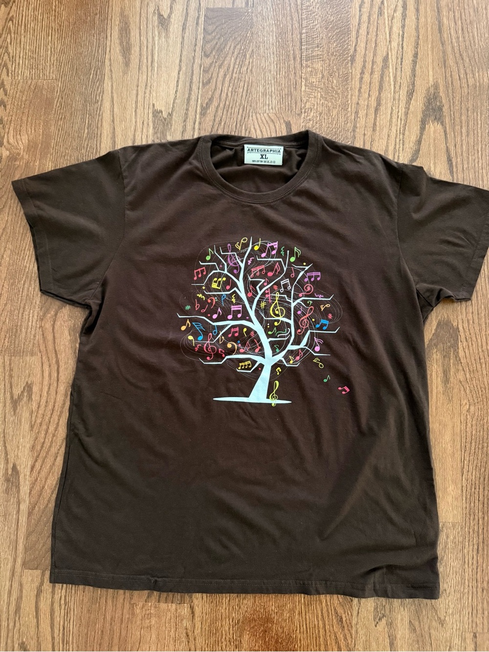 Artegraphia Graphic Print Men's Crew Neck Cotton Short Sleeve T-Shirt Brown XL